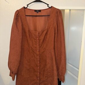 Lulu's Terracotta Long Sleeve Dress